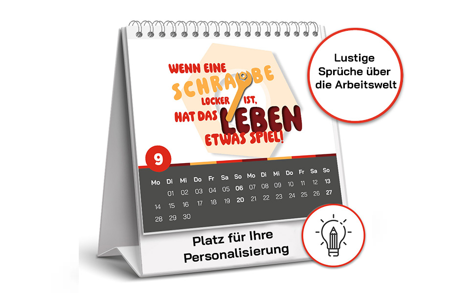 Sprüchekalender 2026 "Arbeitswelt" mit personalisiertem Aufsteller