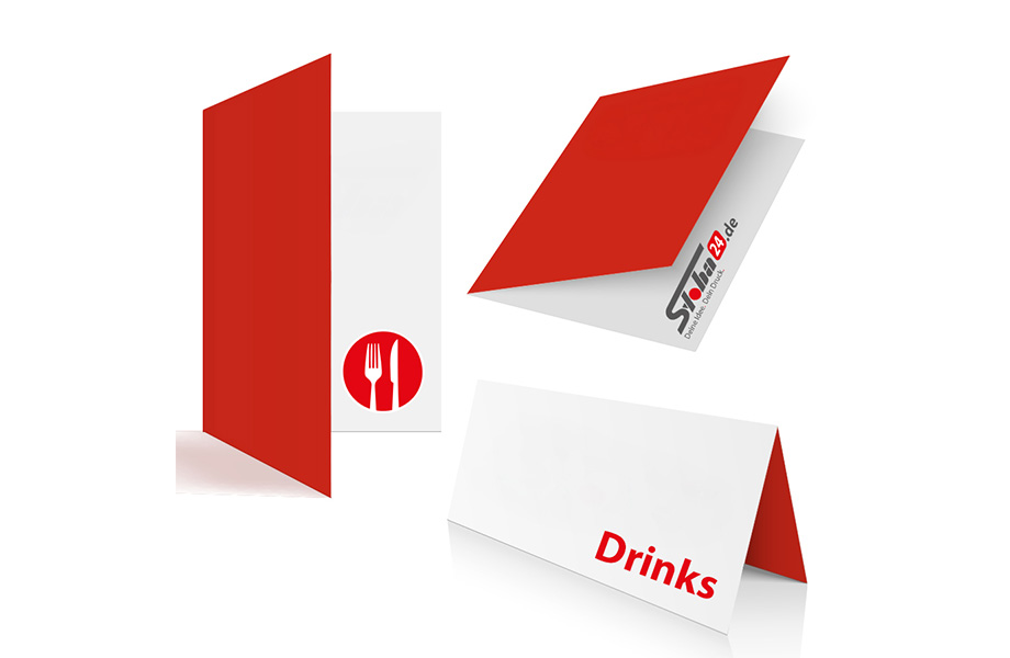 Einbruchfalz, Speise- und Getränkekarten