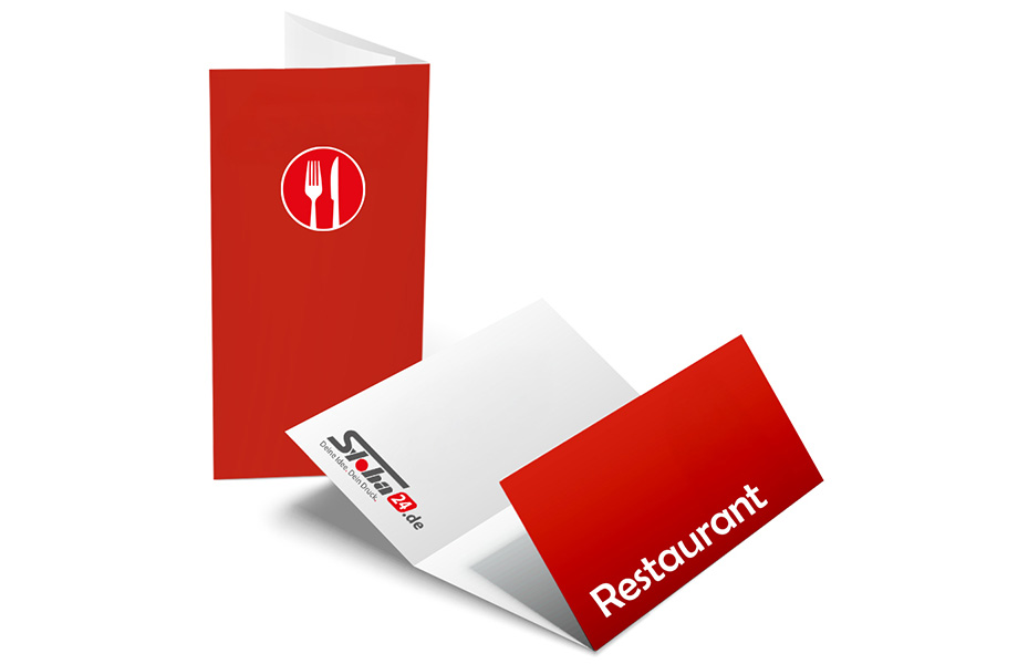 Wickelfalz, Speise- und Getränkekarten