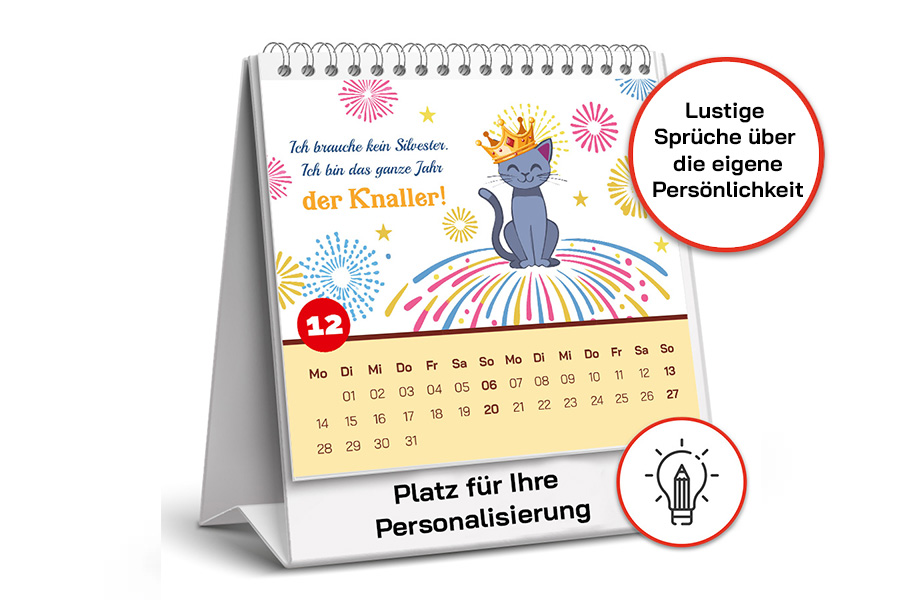 Sprüchekalender 2026 "Einfach ICH" mit personalisiertem Aufsteller