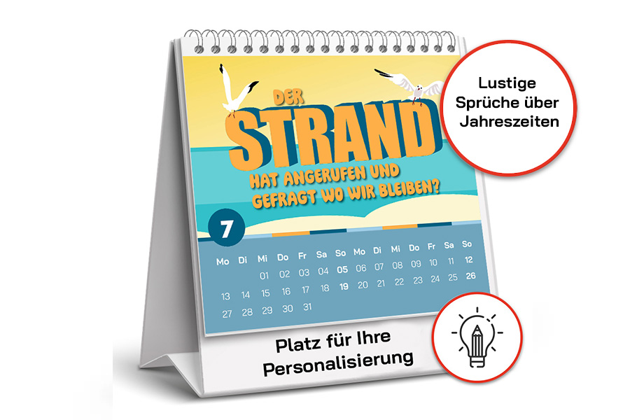 Sprüchekalender 2026 "Jahreszeiten" mit personalisiertem Aufsteller